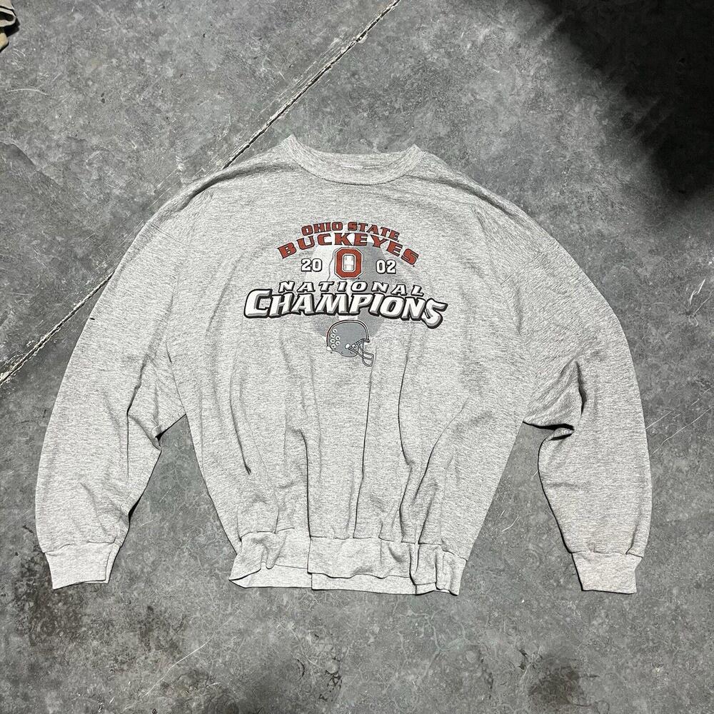 VTG Ohio State 2002 National Champions Gray Sweatshirt Crewneck Men’s XL